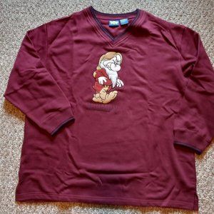 Disney Classics Grumpy XL Women's Sweatshirt 3/4 Sleeves Burgundy Red New